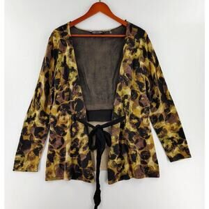 Zozo Cardigan XL Black Yellow Sheer Knot Front Art to Wear Whimsigoth